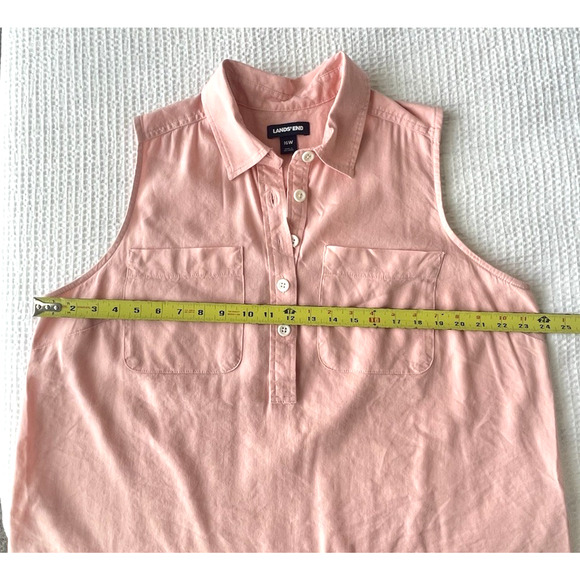 Land's End Womens Shirt Dress Size 16W Linen Blend Sleeveless Pockets - Picture 5 of 8